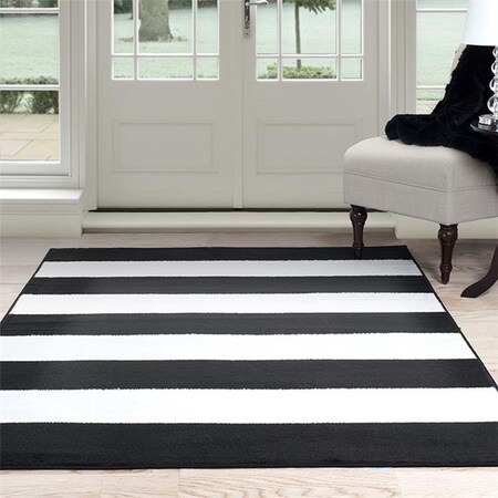 Lavish Home Lavish Home 62-2040A-25-46 4 x 6 ft. Breton Stripe Area Rug ; Black & White 62-2040A-25-46